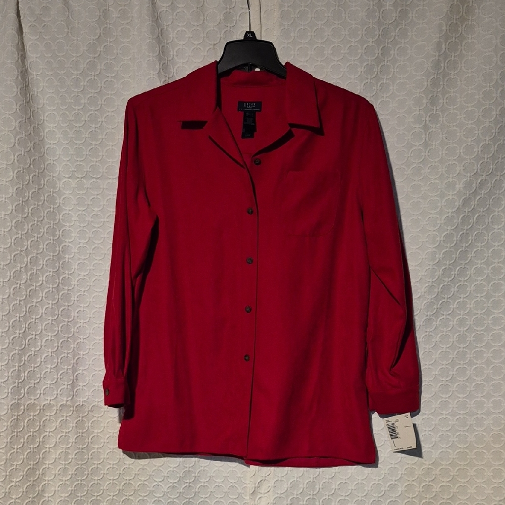 NWT Crazy Horse Women's Large Red Button Down Shirt